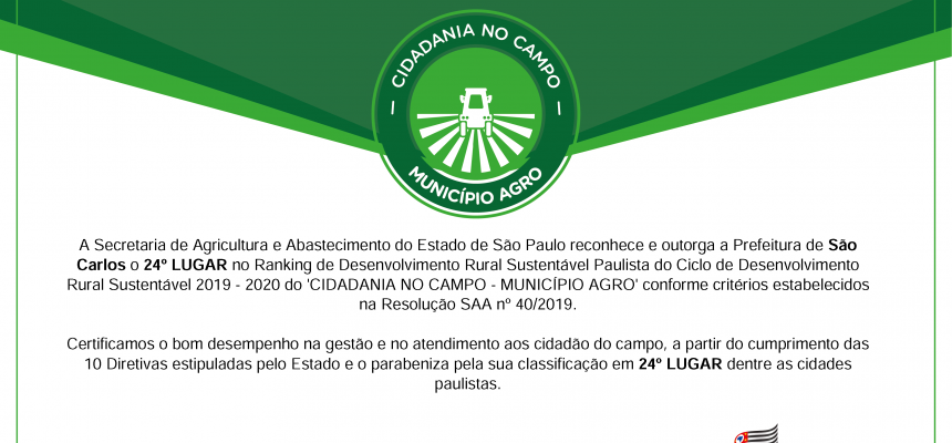 Certificado Município Agro